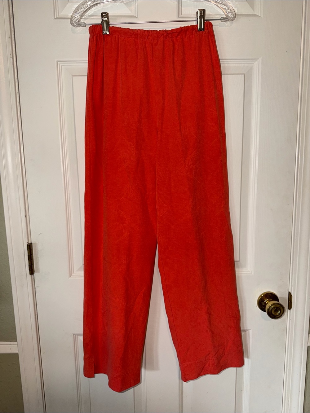 Vintage 90s Chico's Design 100% Silk Wide Leg Pants Orange Red Sz 0 / US S